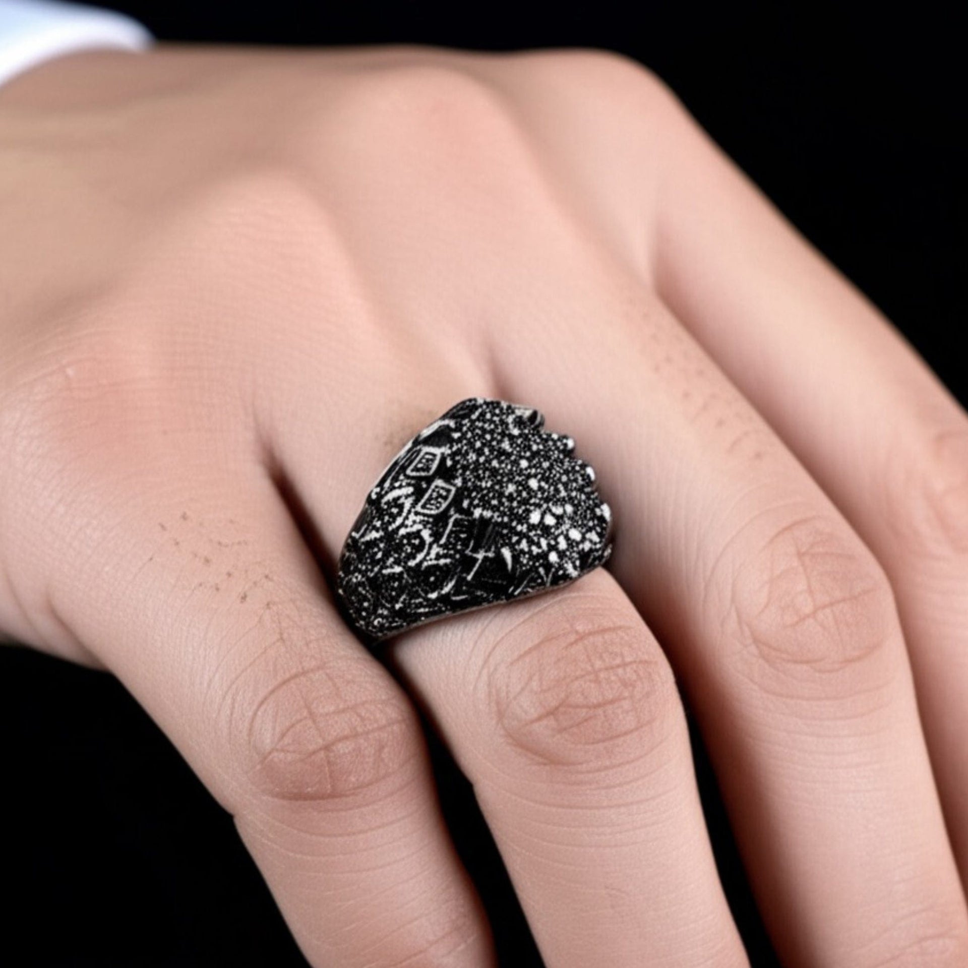 THE MEN THING Rings Royal Series - BLACK DOMINION RING - Pure Stainless Steel Men’s Black-Plated Ring – Statement Luxury Jewelry (Size : 19-21-23)