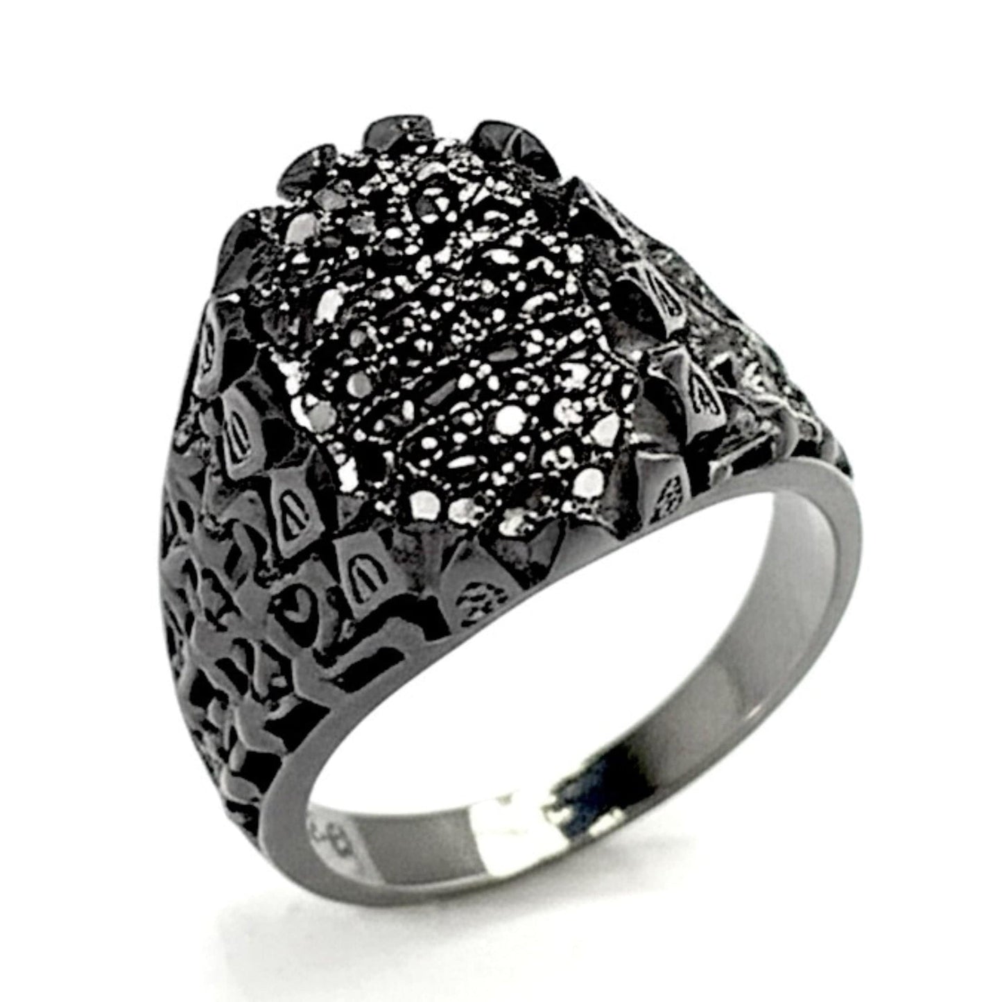 THE MEN THING Rings Royal Series - BLACK DOMINION RING - Pure Stainless Steel Men’s Black-Plated Ring – Statement Luxury Jewelry (Size : 19-21-23)