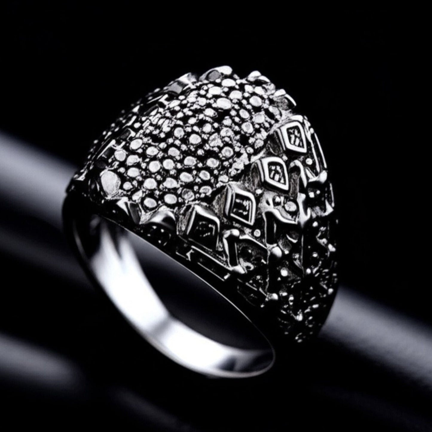 THE MEN THING Rings Royal Series - BLACK DOMINION RING - Pure Stainless Steel Men’s Black-Plated Ring – Statement Luxury Jewelry (Size : 19-21-23)