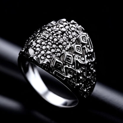 THE MEN THING Rings Royal Series - BLACK DOMINION RING - Pure Stainless Steel Men’s Black-Plated Ring – Statement Luxury Jewelry (Size : 19-21-23)