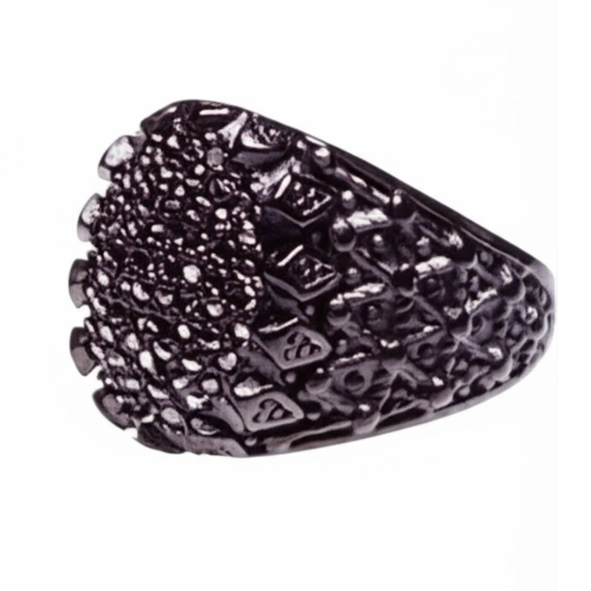 THE MEN THING Rings Royal Series - BLACK DOMINION RING - Pure Stainless Steel Men’s Black-Plated Ring – Statement Luxury Jewelry (Size : 19-21-23)