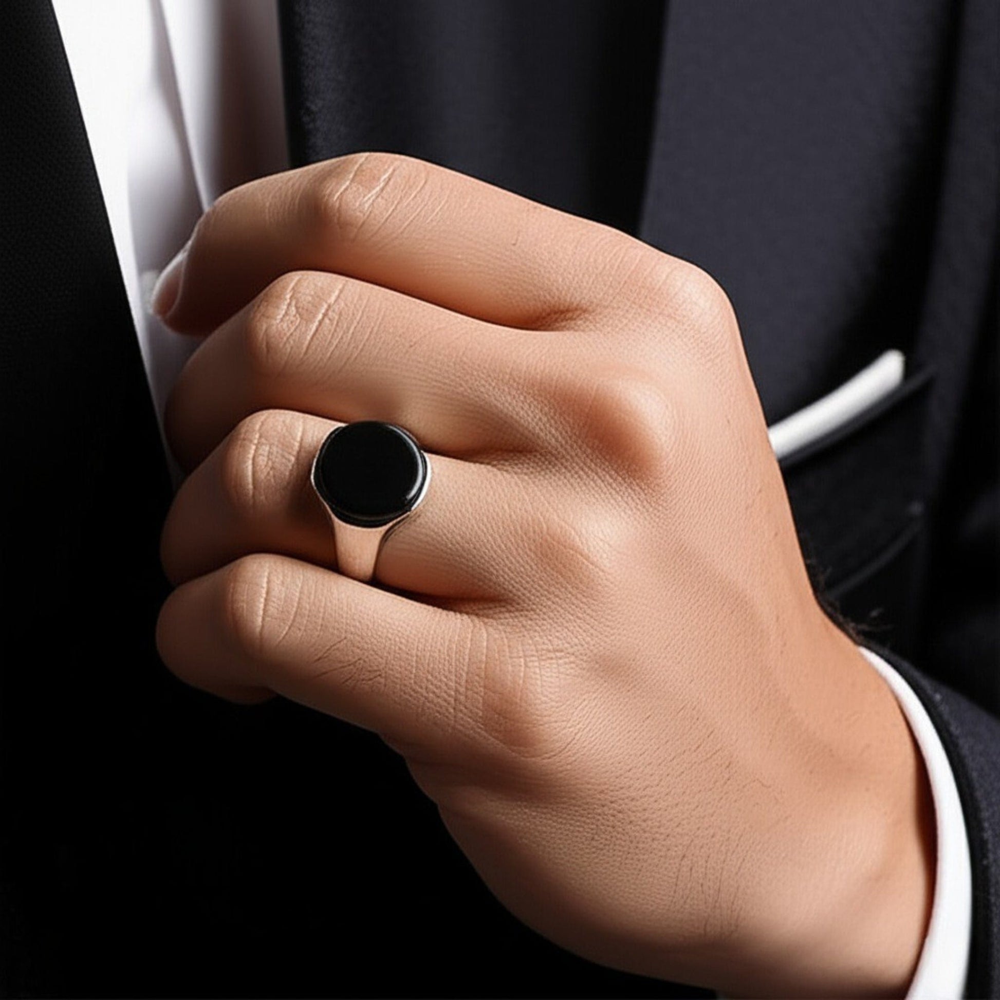 THE MEN THING Rings Royal Series - BLACK ECLIPSE REGENT - Pure Stainless Steel Men’s Steel-Plated Ring – Statement Luxury Jewelry (Size : 22-25-27)