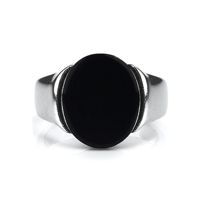 THE MEN THING Rings Royal Series - BLACK ECLIPSE REGENT - Pure Stainless Steel Men’s Steel-Plated Ring – Statement Luxury Jewelry (Size : 22-25-27)