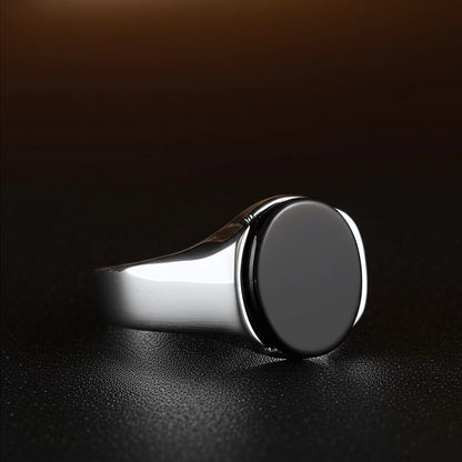 THE MEN THING Rings Royal Series - BLACK ECLIPSE REGENT - Pure Stainless Steel Men’s Steel-Plated Ring – Statement Luxury Jewelry (Size : 22-25-27)