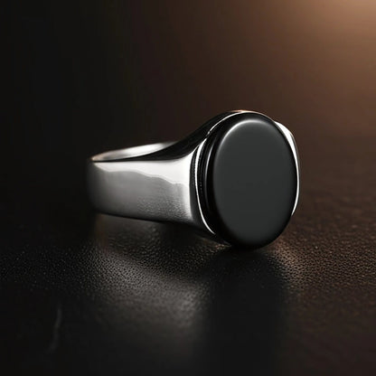 THE MEN THING Rings Royal Series - BLACK ECLIPSE REGENT - Pure Stainless Steel Men’s Steel-Plated Ring – Statement Luxury Jewelry (Size : 22-25-27)