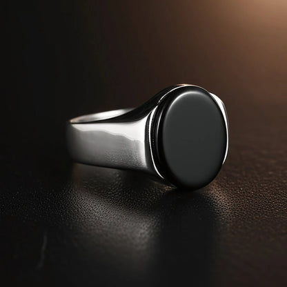 THE MEN THING Rings Royal Series - BLACK ECLIPSE REGENT - Pure Stainless Steel Men’s Steel-Plated Ring – Statement Luxury Jewelry (Size : 22-25-27)