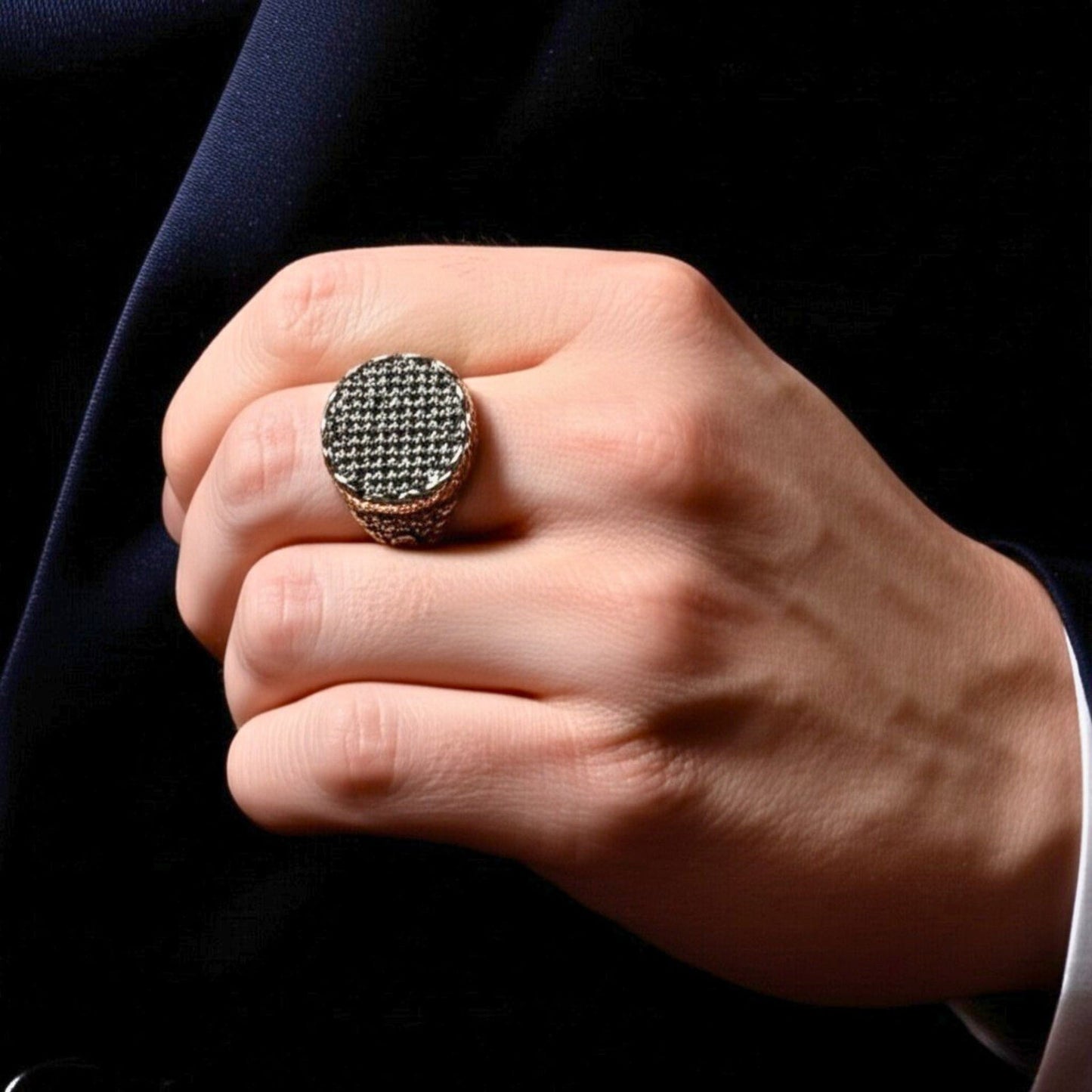 THE MEN THING Rings Royal Series - BLACK FORGE RING - Pure Stainless Steel Men’s Steel-Plated Ring – Statement Luxury Jewelry (Size : 17-22-27)