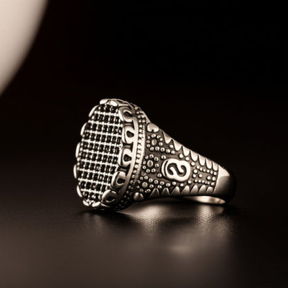 THE MEN THING Rings Royal Series - BLACK FORGE RING - Pure Stainless Steel Men’s Steel-Plated Ring – Statement Luxury Jewelry (Size : 17-22-27)