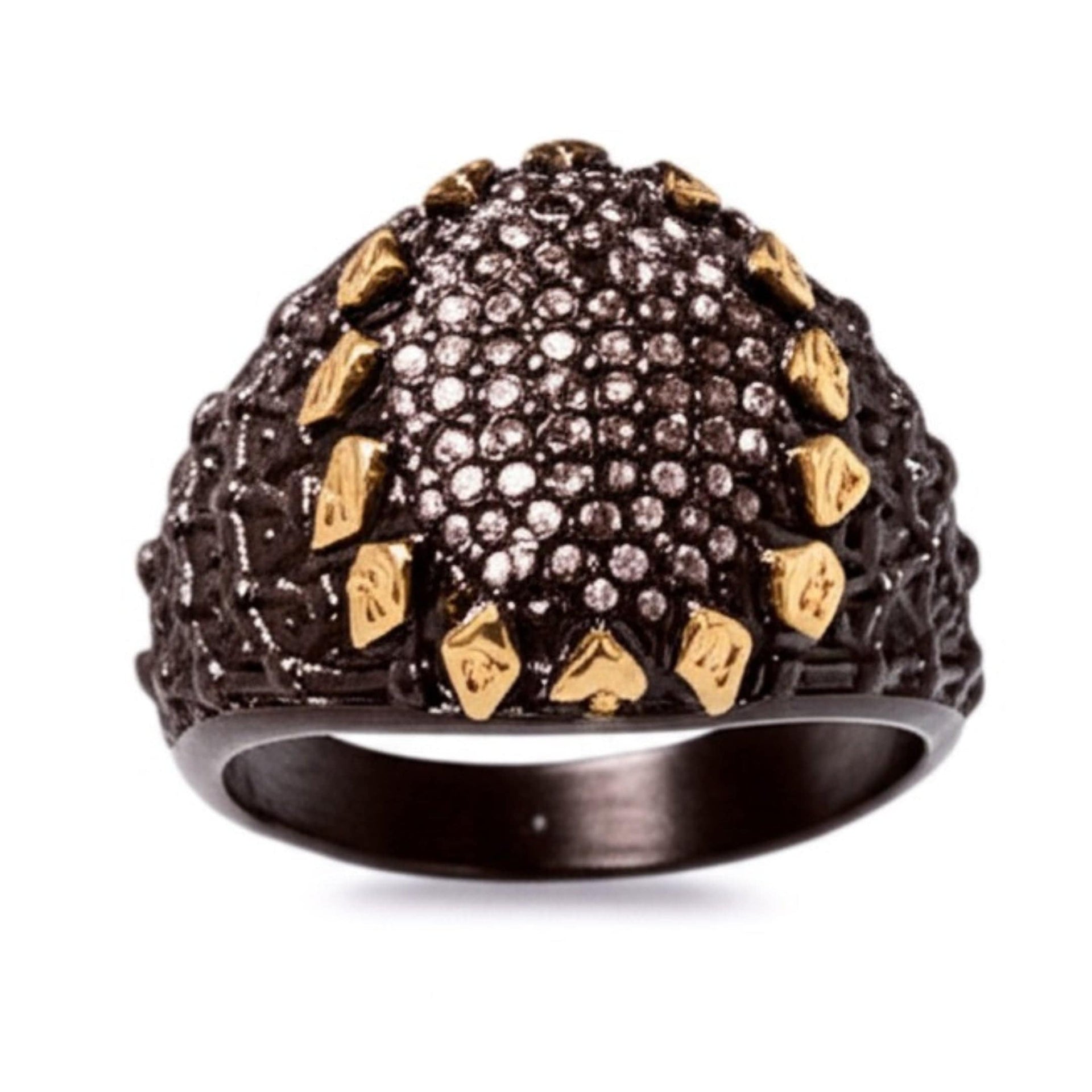 THE MEN THING Rings Royal Series - BLACK SPIRE EMBER RING - Pure Stainless Steel Men’s Black-Gold-Plated Ring – Statement Luxury Jewelry (Size : 19-22-24-27)
