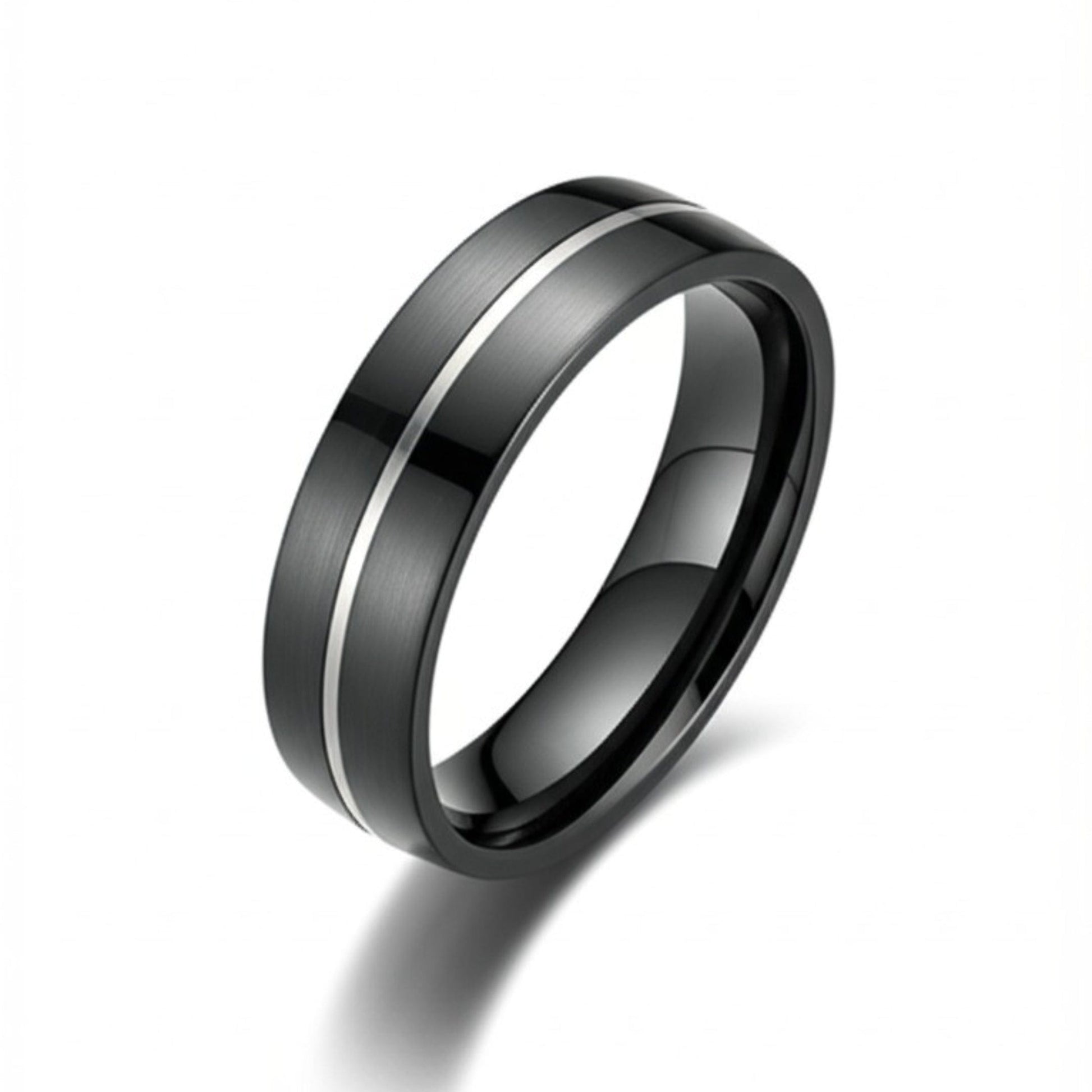 THE MEN THING Rings Royal Series - BLACK STRIKE RING - Pure Stainless Steel Men’s Black-Steel-Plated Ring – Statement Luxury Jewelry (Size : 17-20-22-25-27)