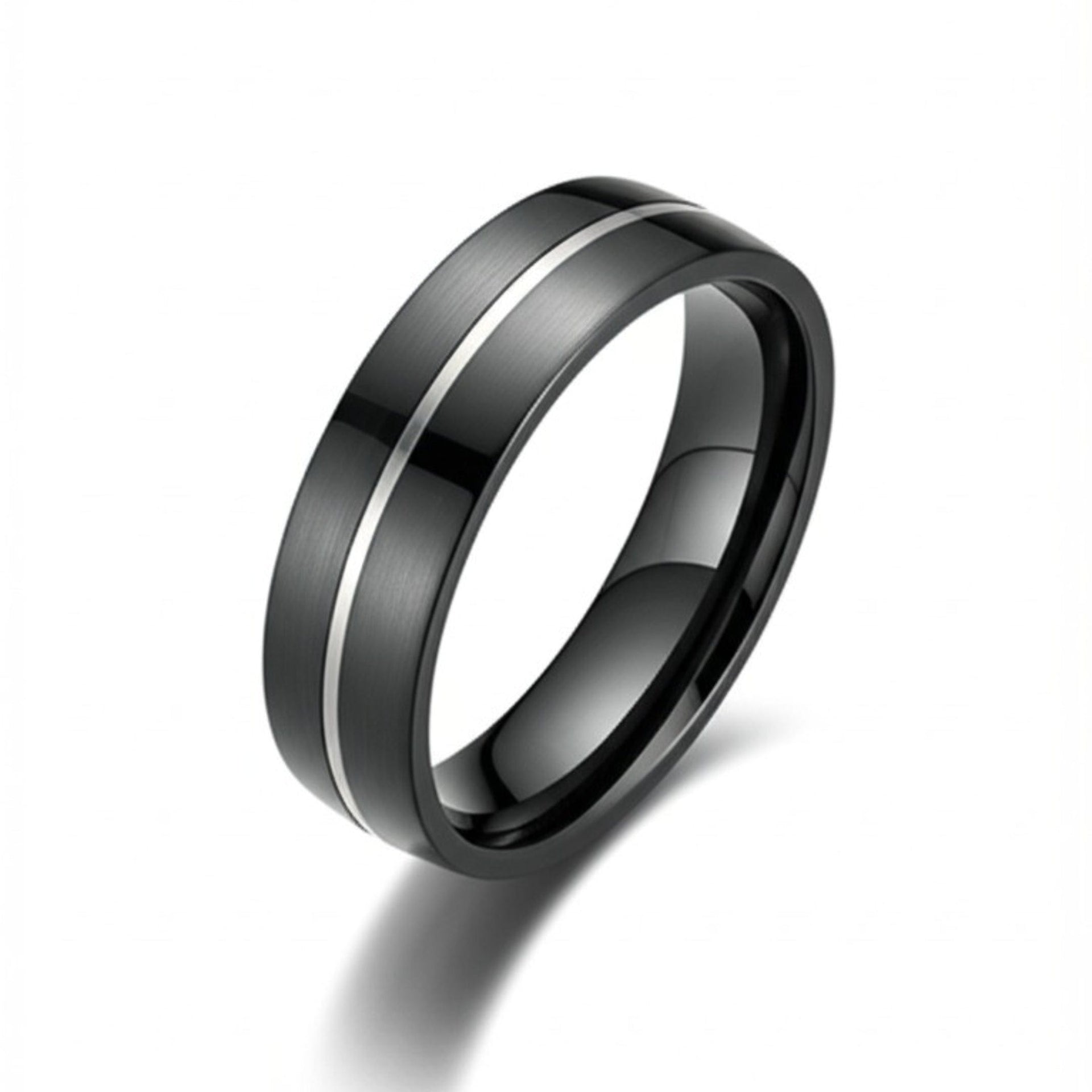 THE MEN THING Rings Royal Series - BLACK STRIKE RING - Pure Stainless Steel Men’s Black-Steel-Plated Ring – Statement Luxury Jewelry (Size : 17-20-22-25-27)