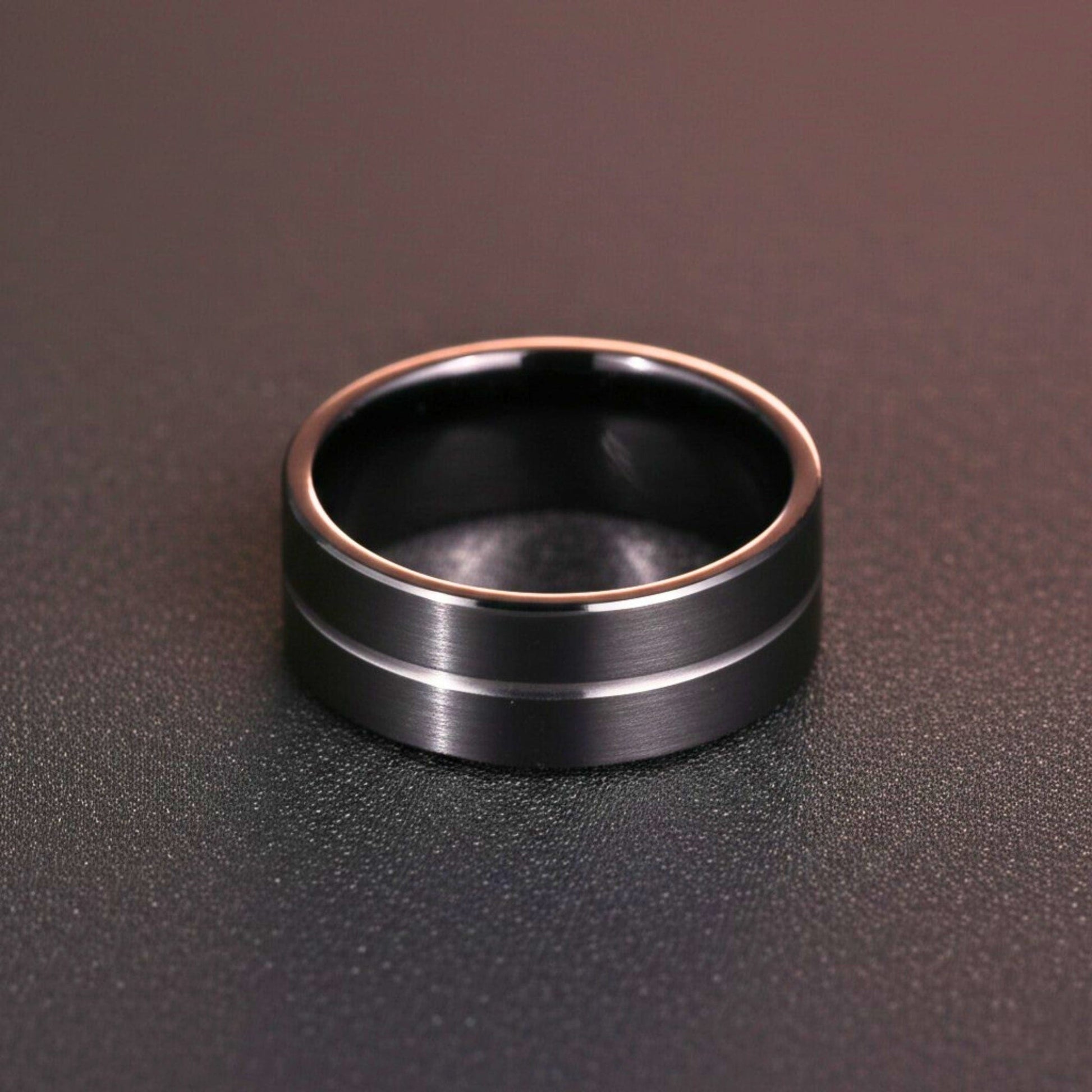 THE MEN THING Rings Royal Series - BLACK STRIKE RING - Pure Stainless Steel Men’s Black-Steel-Plated Ring – Statement Luxury Jewelry (Size : 17-20-22-25-27)