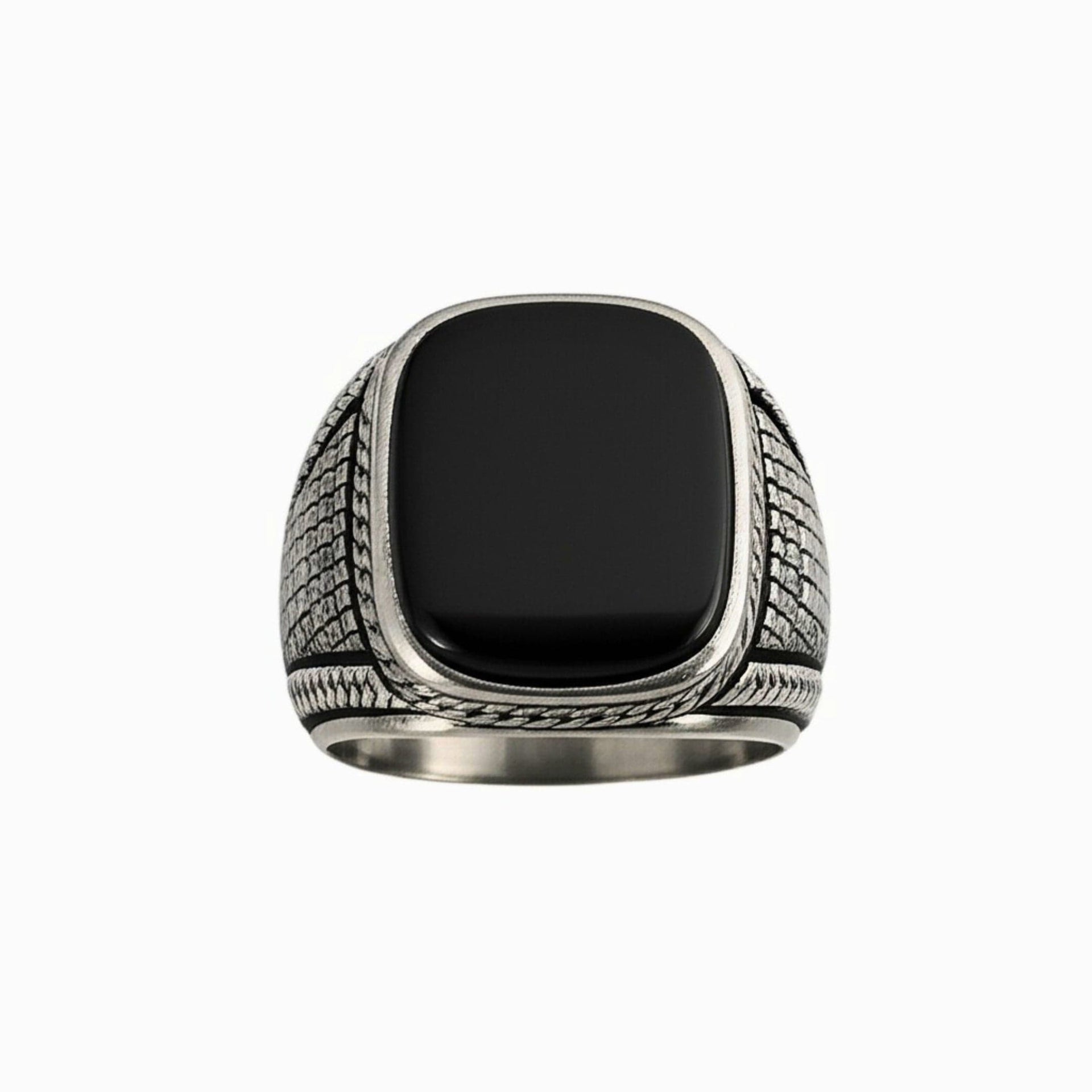THE MEN THING Rings Royal Series - BLACK VALOR RING - Pure Stainless Steel Men’s Steel-Plated Ring – Statement Luxury Jewelry (Size : 19-22-24-27)