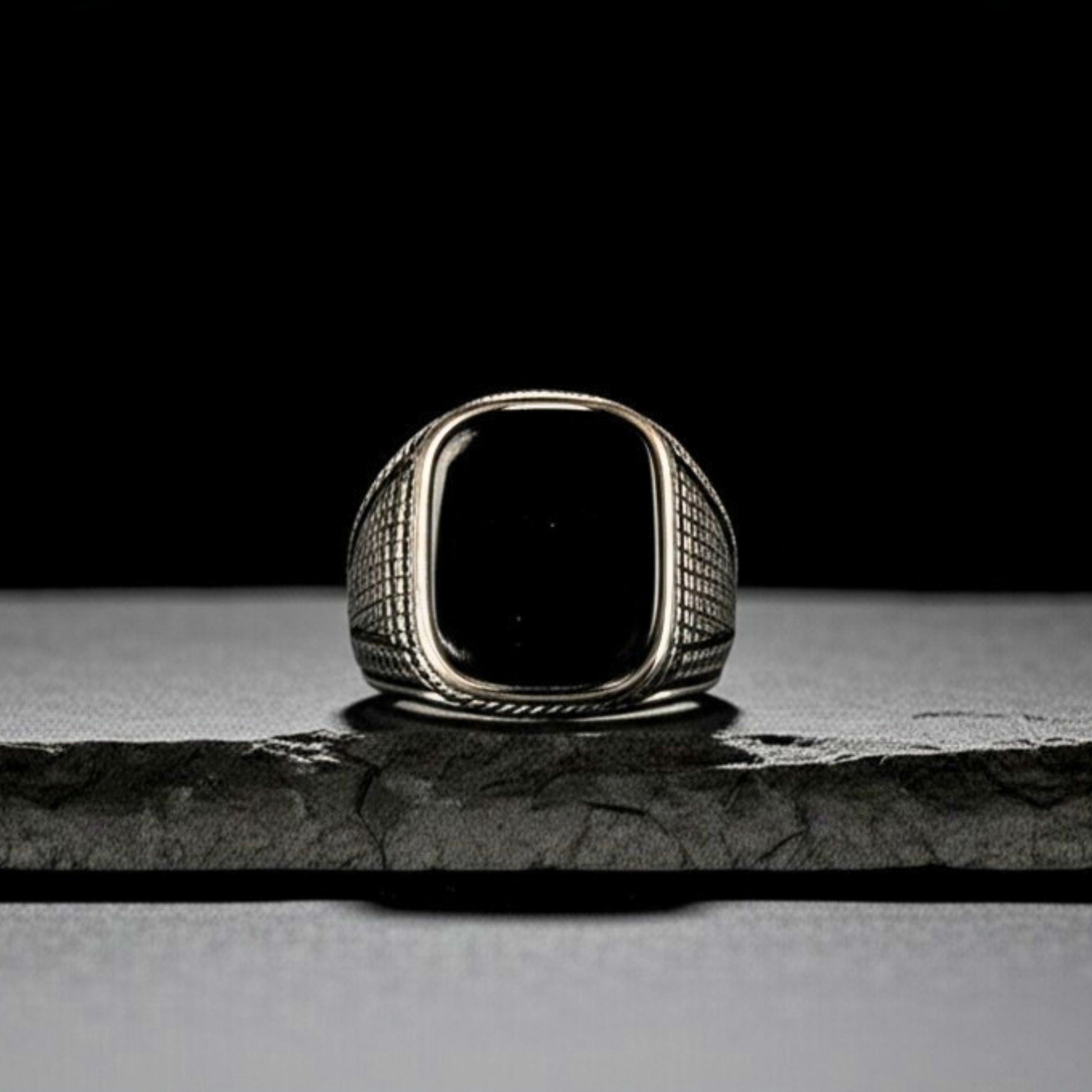 THE MEN THING Rings Royal Series - BLACK VALOR RING - Pure Stainless Steel Men’s Steel-Plated Ring – Statement Luxury Jewelry (Size : 19-22-24-27)