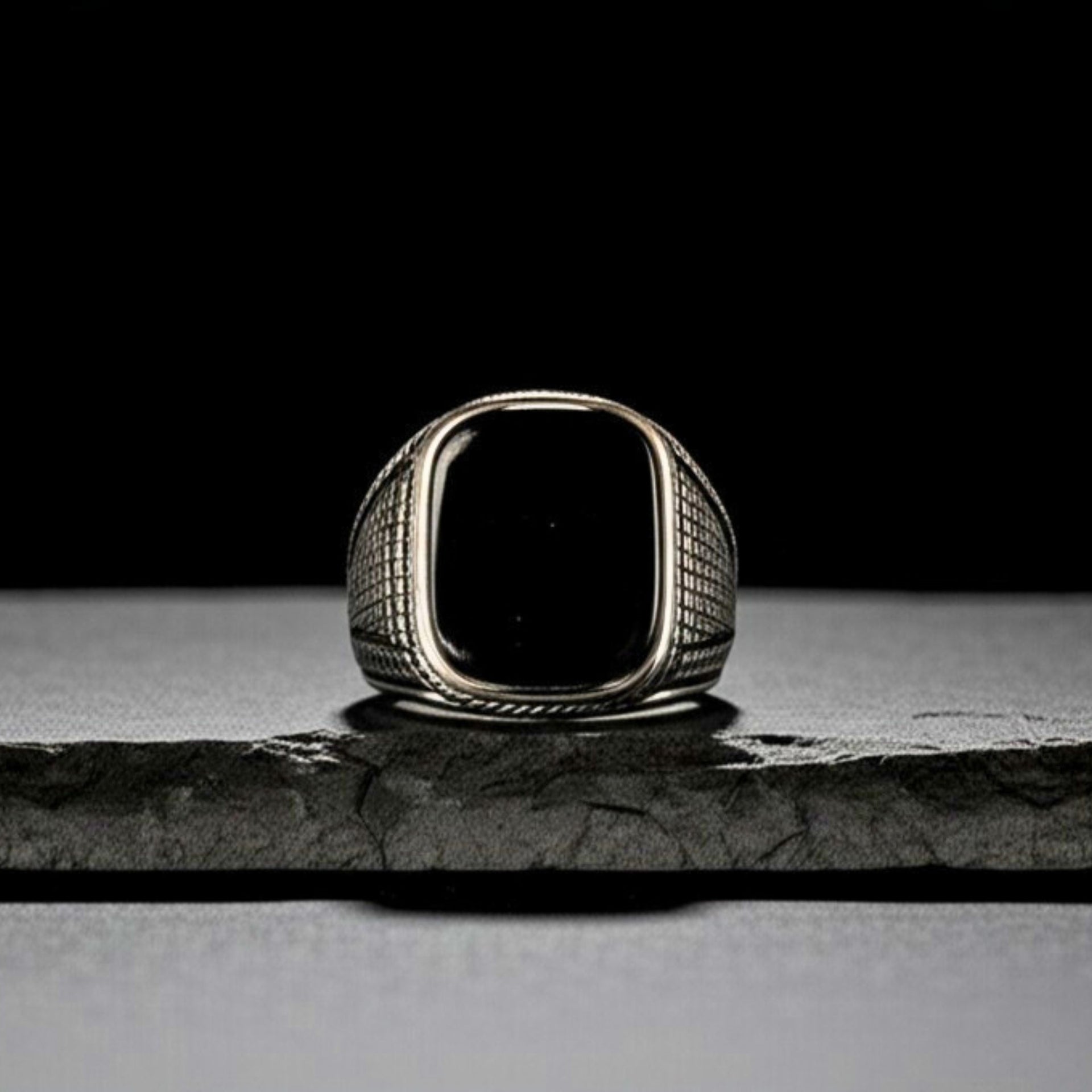 THE MEN THING Rings Royal Series - BLACK VALOR RING - Pure Stainless Steel Men’s Steel-Plated Ring – Statement Luxury Jewelry (Size : 19-22-24-27)