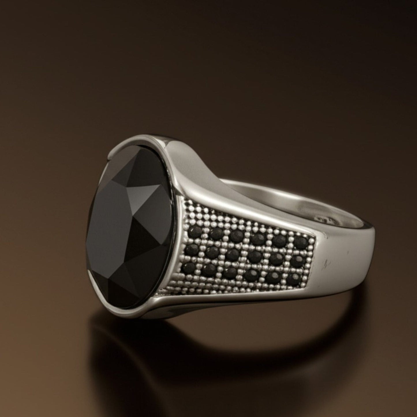 THE MEN THING Rings Royal Series - BLACKSTONE ELITE RING - Pure Stainless Steel Men’s Steel-Plated Ring – Statement Luxury Jewelry (Size : 16-17-22-27)