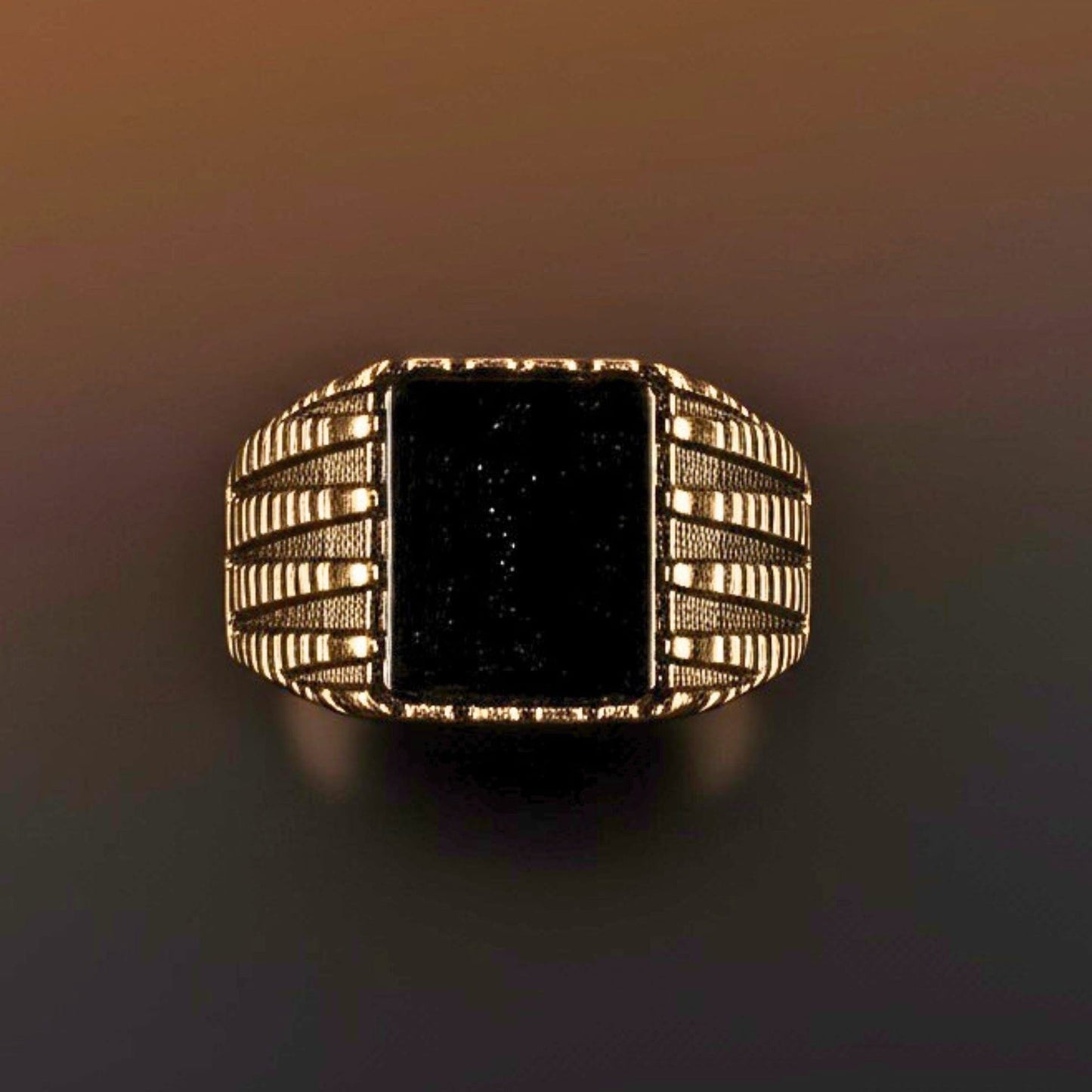 THE MEN THING Rings Royal Series - BLACKSTONE SOVEREIGN RING - Pure Stainless Steel Men’s Rose Gold-Plated Ring – Statement Luxury Jewelry (Size : 16-19-21-24)
