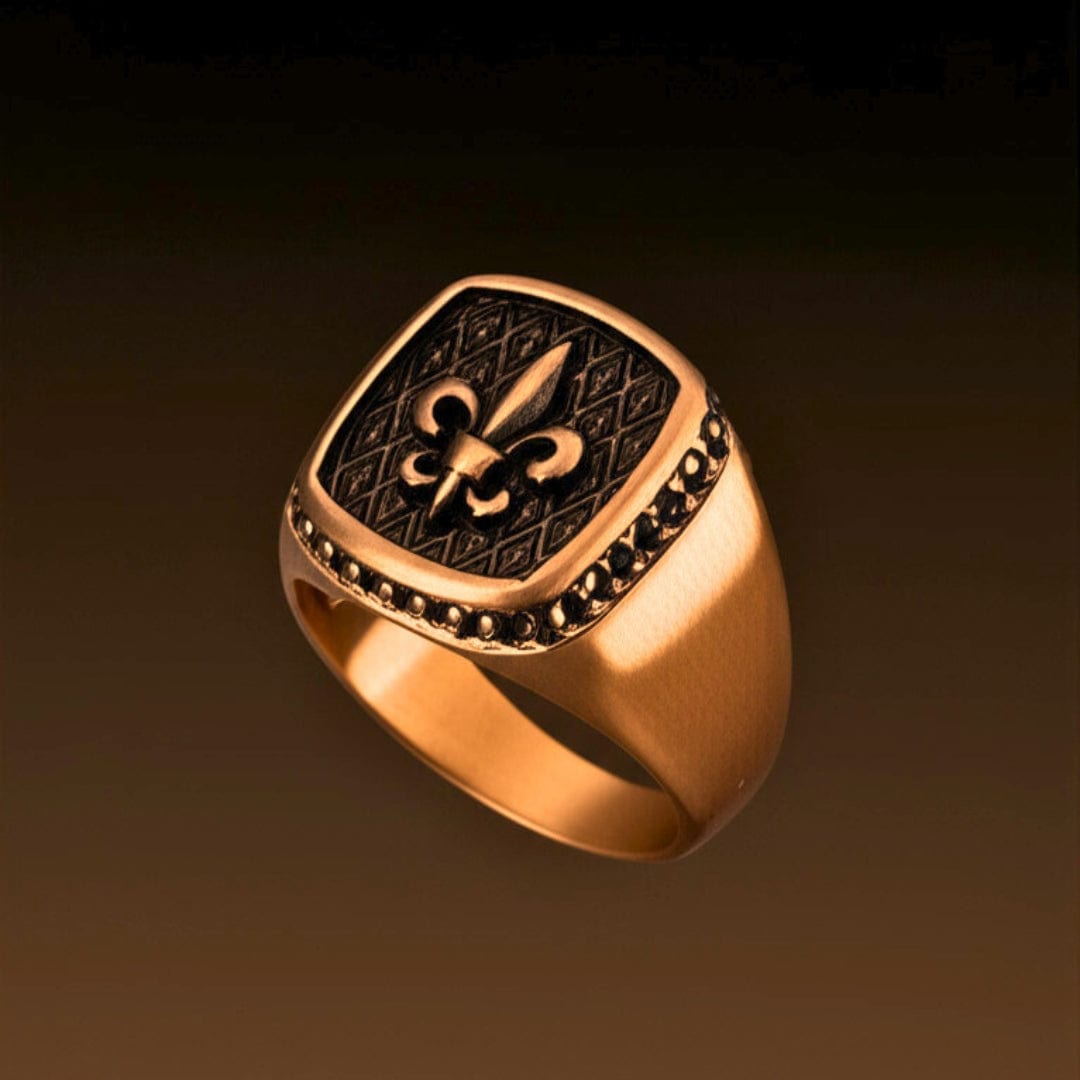 THE MEN THING Rings Royal Series - BRONZE HERALD RING - Pure Stainless Steel Men’s Rose Gold-Plated Ring – Statement Luxury Jewelry (Size : 19-21-24)