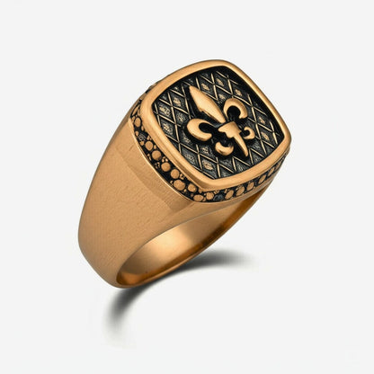 THE MEN THING Rings Royal Series - BRONZE HERALD RING - Pure Stainless Steel Men’s Rose Gold-Plated Ring – Statement Luxury Jewelry (Size : 19-21-24)
