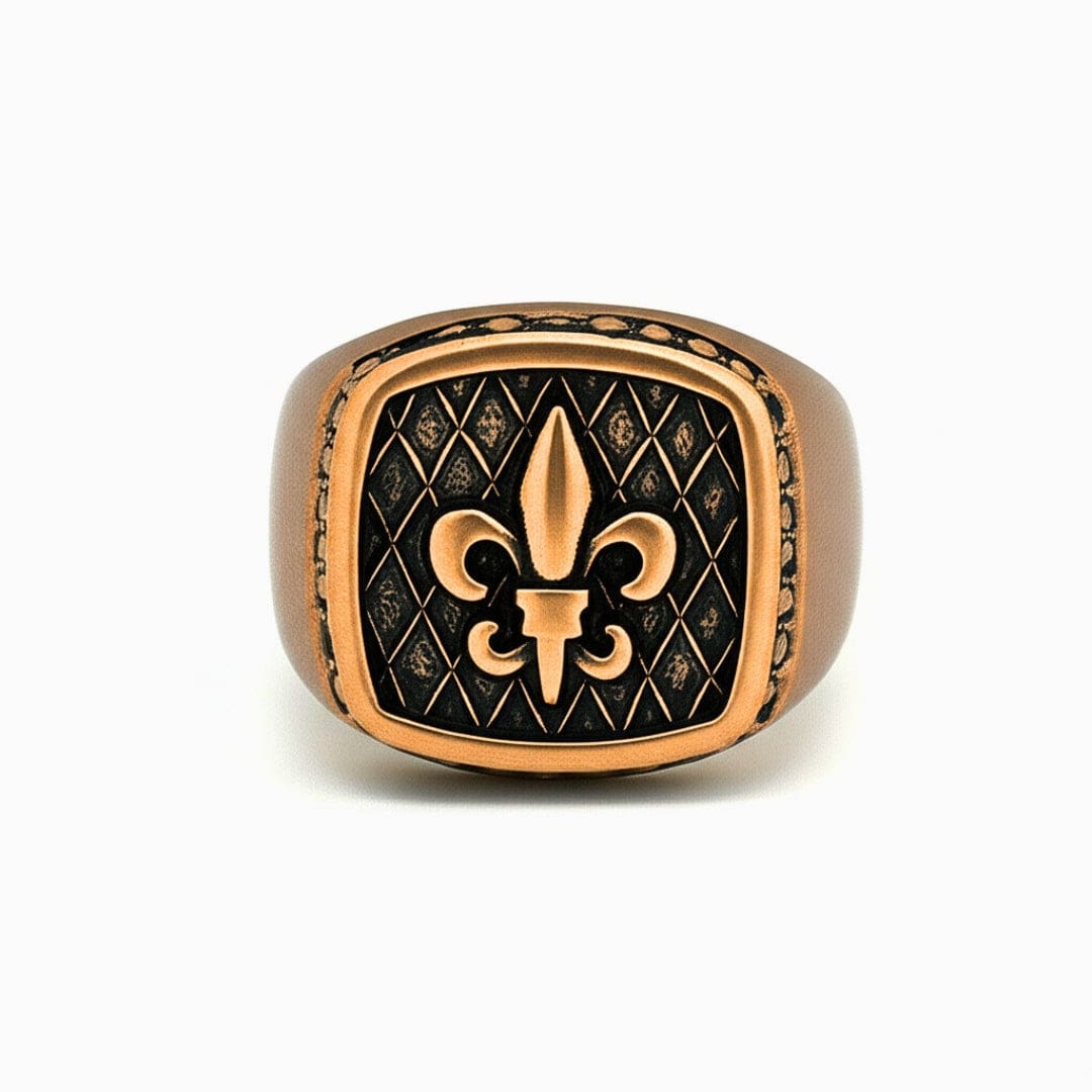 THE MEN THING Rings Royal Series - BRONZE HERALD RING - Pure Stainless Steel Men’s Rose Gold-Plated Ring – Statement Luxury Jewelry (Size : 19-21-24)