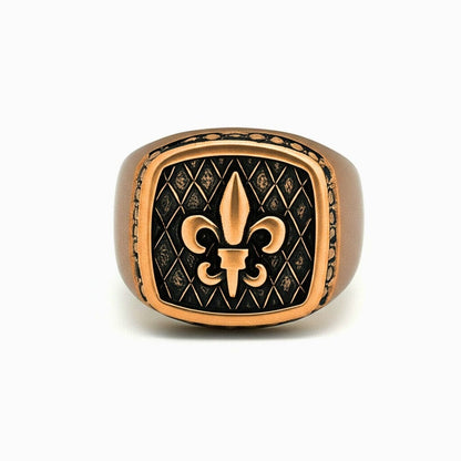 THE MEN THING Rings Royal Series - BRONZE HERALD RING - Pure Stainless Steel Men’s Rose Gold-Plated Ring – Statement Luxury Jewelry (Size : 19-21-24)