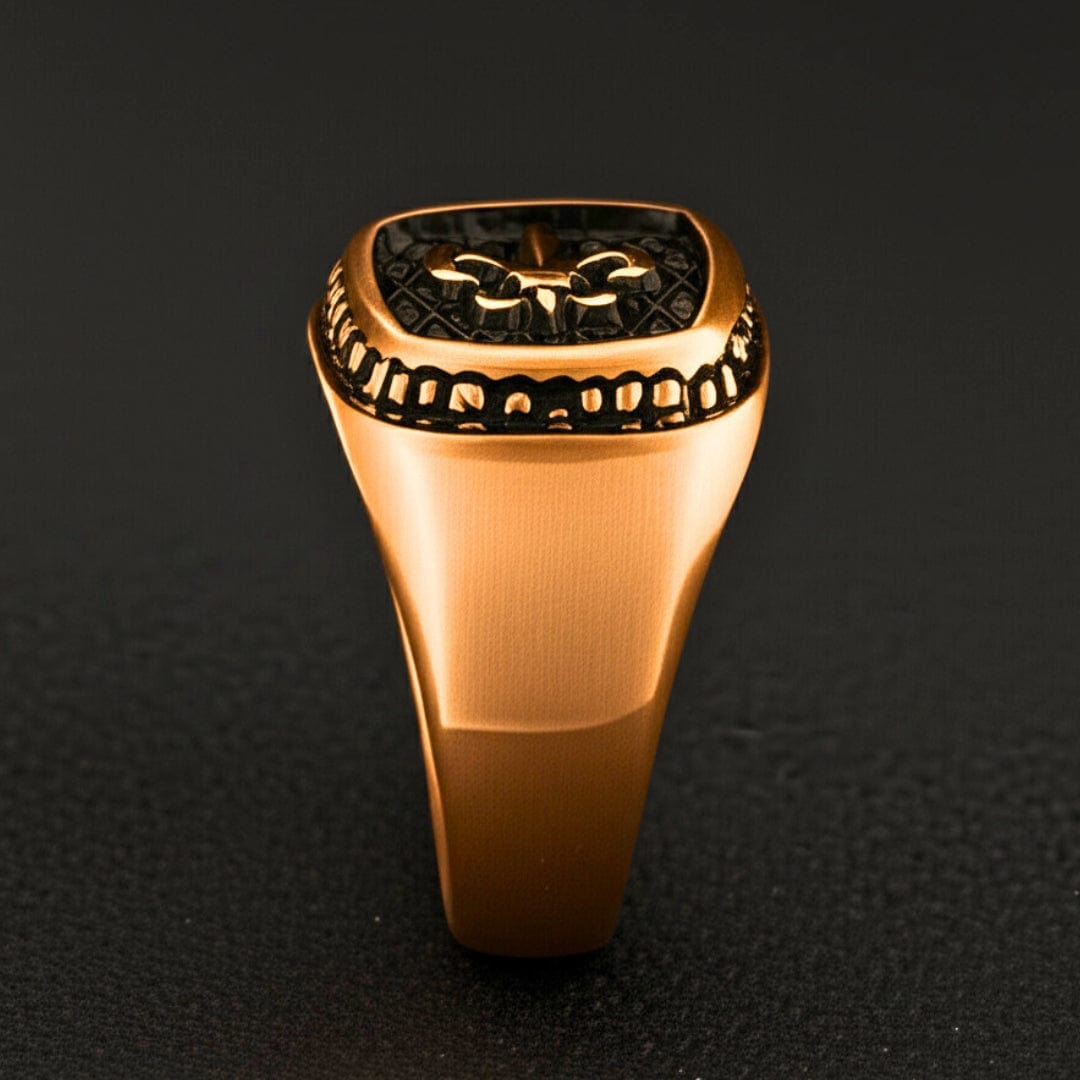 THE MEN THING Rings Royal Series - BRONZE HERALD RING - Pure Stainless Steel Men’s Rose Gold-Plated Ring – Statement Luxury Jewelry (Size : 19-21-24)