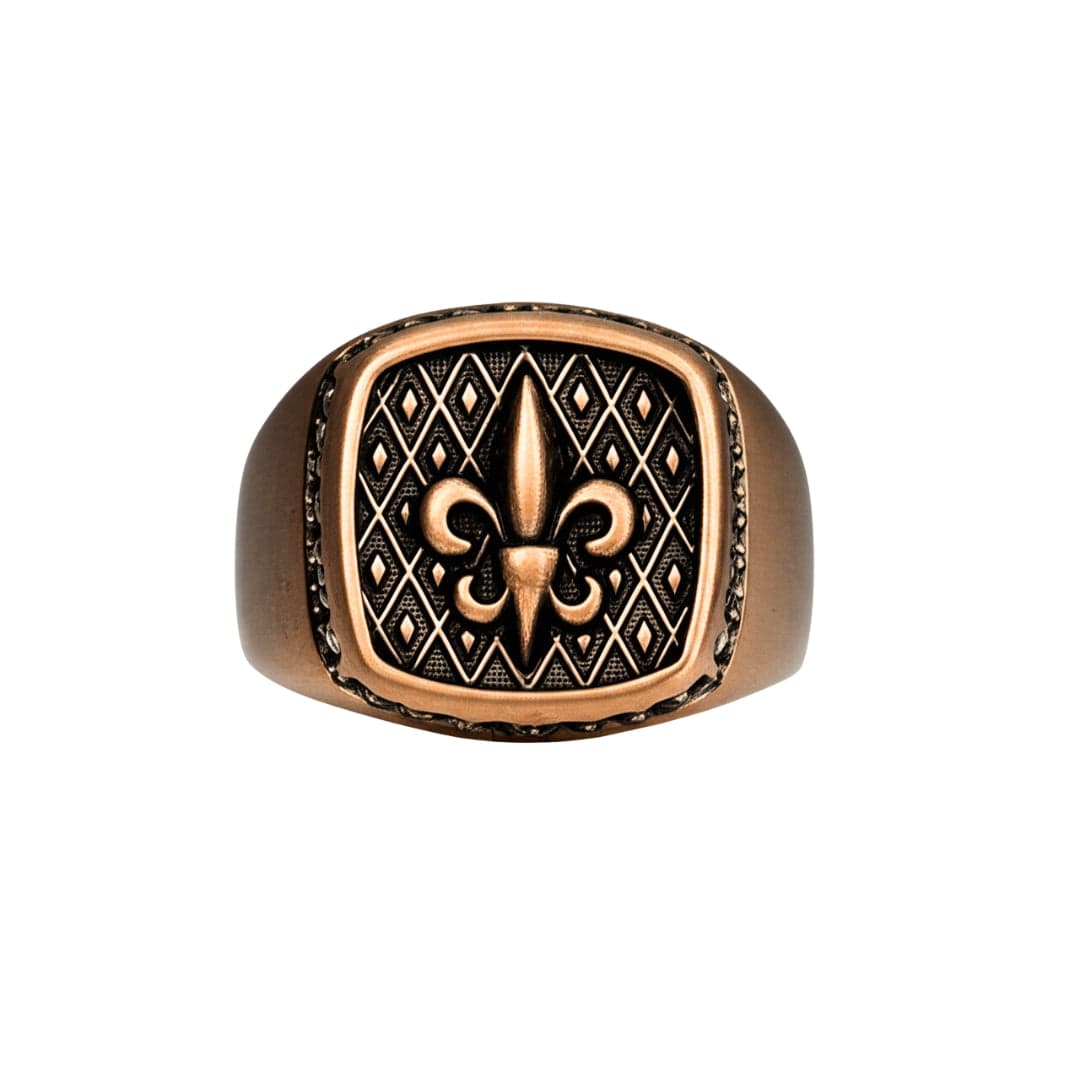 THE MEN THING Rings Royal Series - BRONZE HERALD RING - Pure Stainless Steel Men’s Rose Gold-Plated Ring – Statement Luxury Jewelry (Size : 19-21-24)