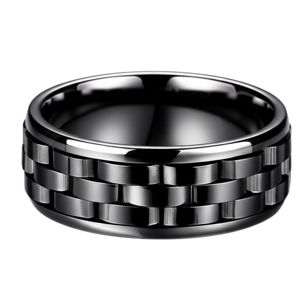 THE MEN THING Rings Royal Series - CARBON EDGE RING - Pure Stainless Steel Men’s Steel-Plated Black Ring – Statement Luxury Jewelry (Size : 19-22-24)