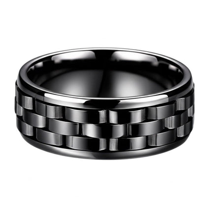 THE MEN THING Rings Royal Series - CARBON EDGE RING - Pure Stainless Steel Men’s Steel-Plated Black Ring – Statement Luxury Jewelry (Size : 19-22-24)
