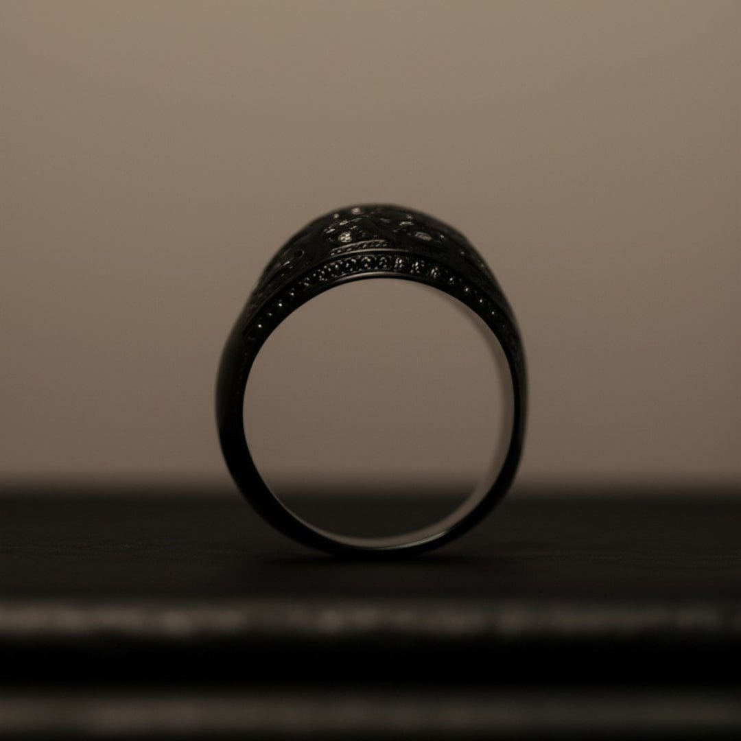 THE MEN THING Rings Royal Series - CELESTIAL MARK RING - Pure Stainless Steel Men’s Black-Plated Ring – Statement Luxury Jewelry (Size : -19-21-24)