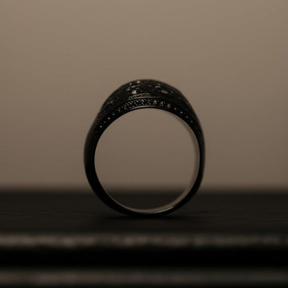 THE MEN THING Rings Royal Series - CELESTIAL MARK RING - Pure Stainless Steel Men’s Black-Plated Ring – Statement Luxury Jewelry (Size : -19-21-24)
