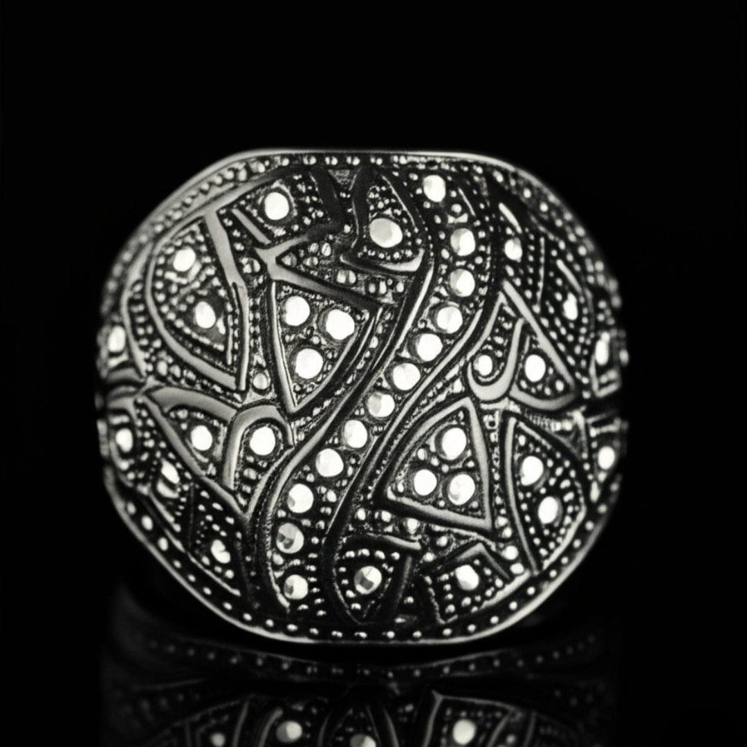 THE MEN THING Rings Royal Series - CELESTIAL MARK RING - Pure Stainless Steel Men’s Black-Plated Ring – Statement Luxury Jewelry (Size : -19-21-24)