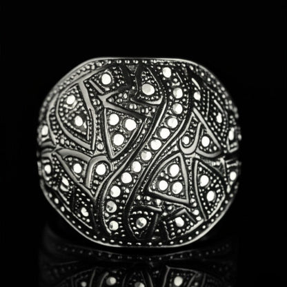 THE MEN THING Rings Royal Series - CELESTIAL MARK RING - Pure Stainless Steel Men’s Black-Plated Ring – Statement Luxury Jewelry (Size : -19-21-24)