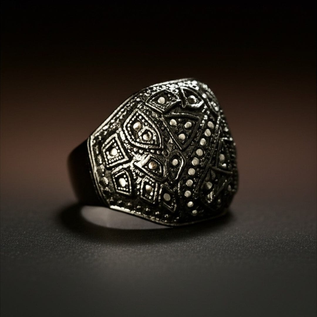 THE MEN THING Rings Royal Series - CELESTIAL MARK RING - Pure Stainless Steel Men’s Black-Plated Ring – Statement Luxury Jewelry (Size : -19-21-24)