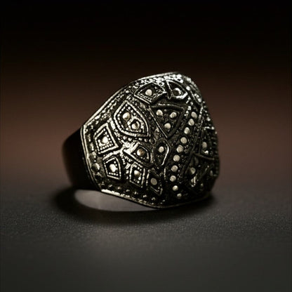 THE MEN THING Rings Royal Series - CELESTIAL MARK RING - Pure Stainless Steel Men’s Black-Plated Ring – Statement Luxury Jewelry (Size : -19-21-24)