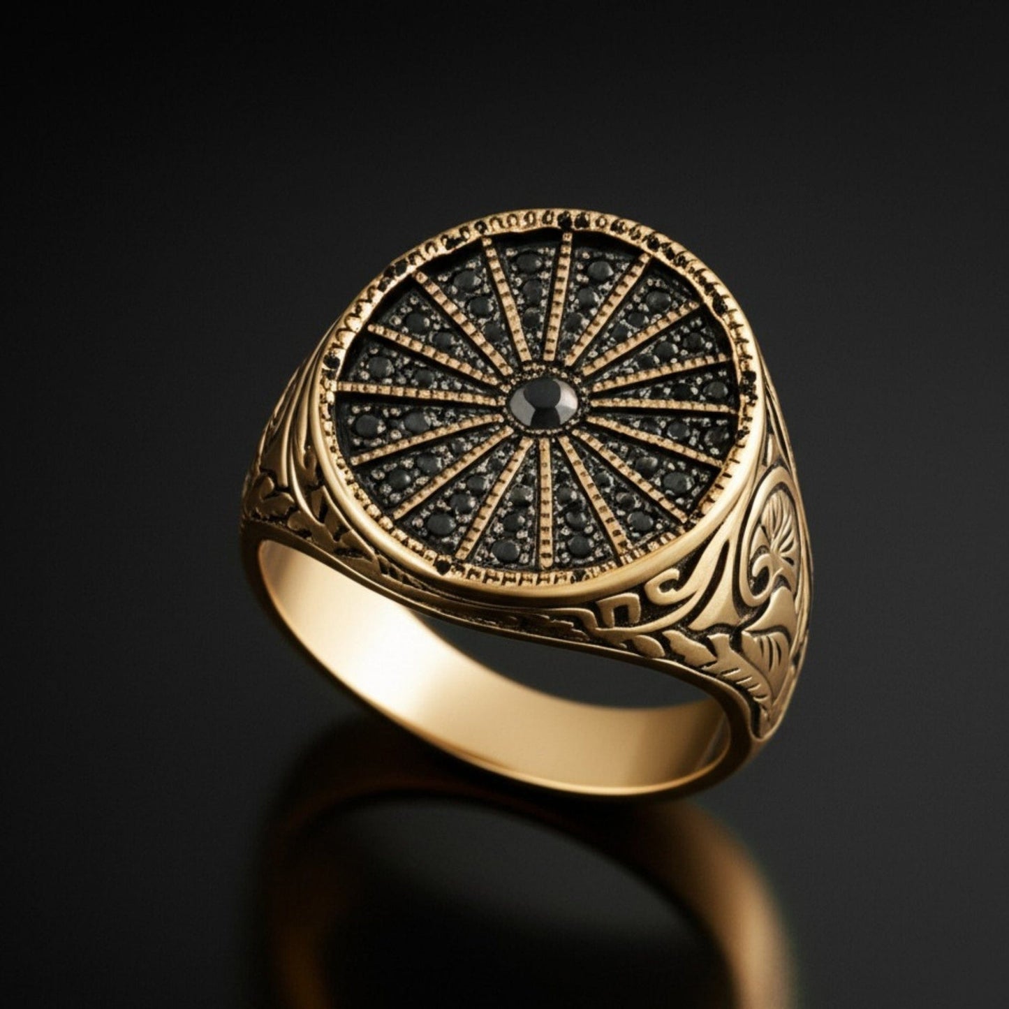 THE MEN THING Rings Royal Series - CELESTIAL THRONE RING - Pure Stainless Steel Men’s Gold-Plated Ring – Statement Luxury Jewelry (Size : 18-21-23-26)