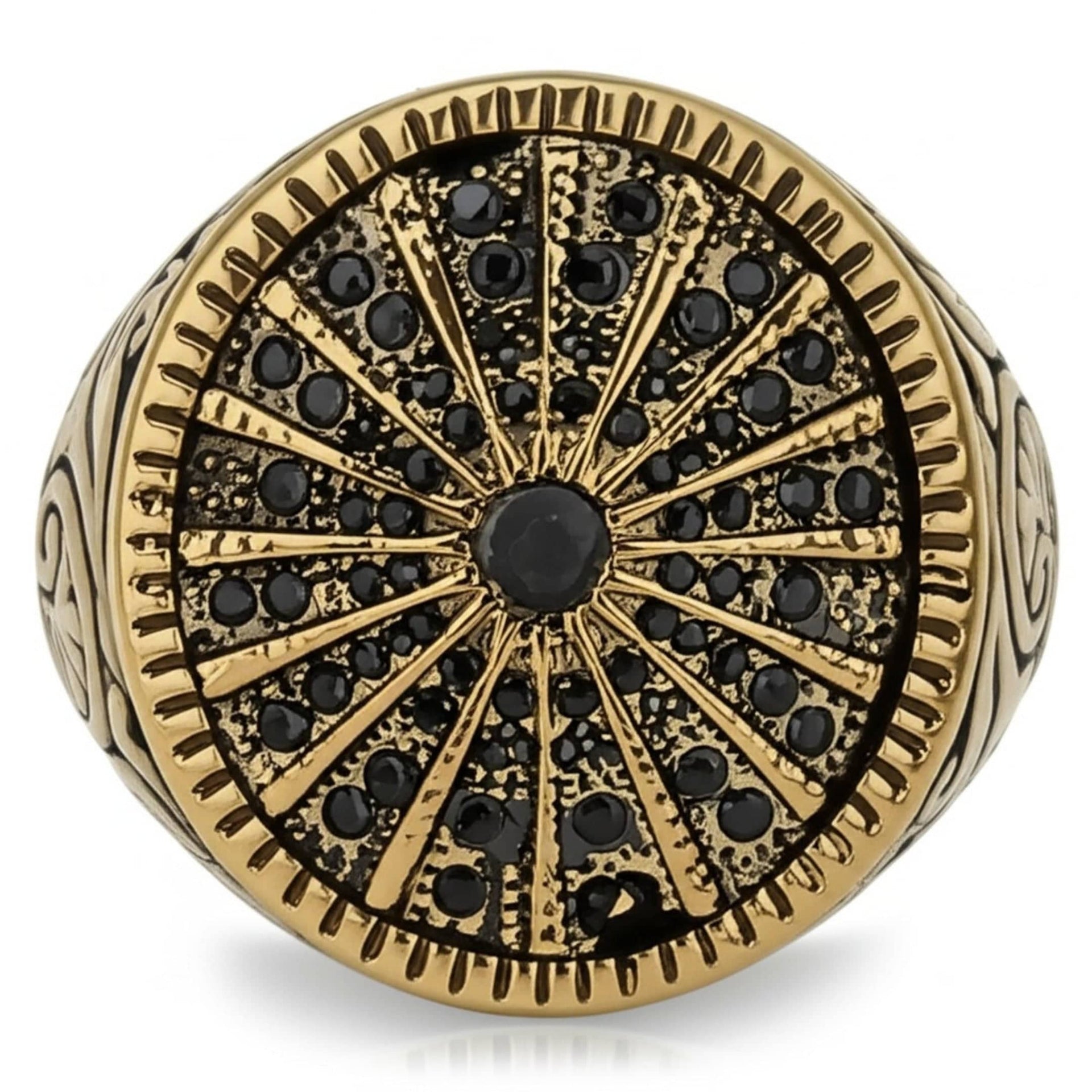 THE MEN THING Rings Royal Series - CELESTIAL THRONE RING - Pure Stainless Steel Men’s Gold-Plated Ring – Statement Luxury Jewelry (Size : 18-21-23-26)