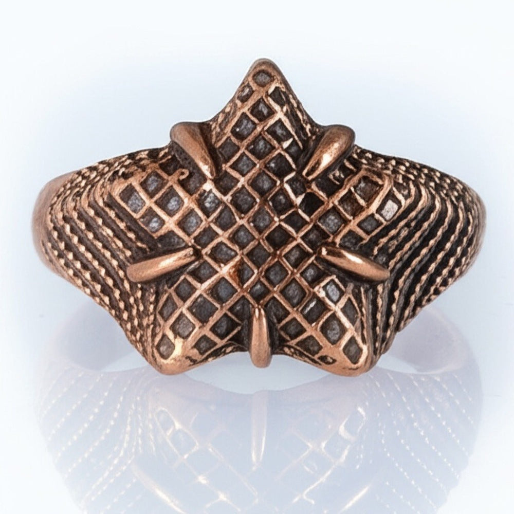 THE MEN THING Rings Royal Series - COPPER BASTION RING - Pure Stainless Steel Men’s Rose Gold-Plated Ring – Statement Luxury Jewelry (Size : 19-21-24)