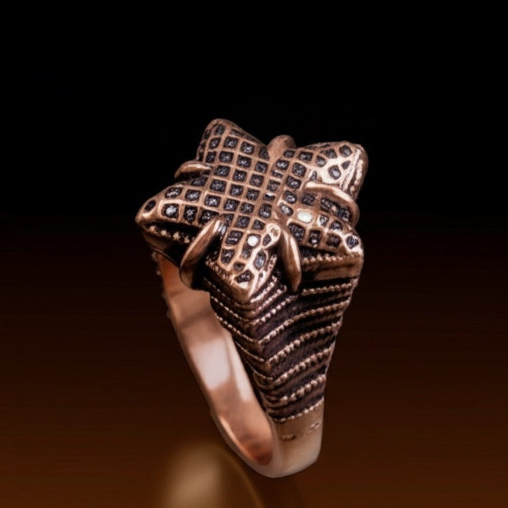 THE MEN THING Rings Royal Series - COPPER BASTION RING - Pure Stainless Steel Men’s Rose Gold-Plated Ring – Statement Luxury Jewelry (Size : 19-21-24)