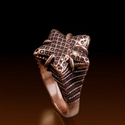 THE MEN THING Rings Royal Series - COPPER BASTION RING - Pure Stainless Steel Men’s Rose Gold-Plated Ring – Statement Luxury Jewelry (Size : 19-21-24)