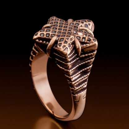 THE MEN THING Rings Royal Series - COPPER BASTION RING - Pure Stainless Steel Men’s Rose Gold-Plated Ring – Statement Luxury Jewelry (Size : 19-21-24)
