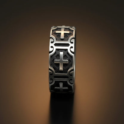 THE MEN THING Rings Royal Series - CROSSFIRE LEGACY RING - Pure Stainless Steel Men’s Steel-Plated Ring – Statement Luxury Jewelry (Size :16-20-22-26-28-31-32)