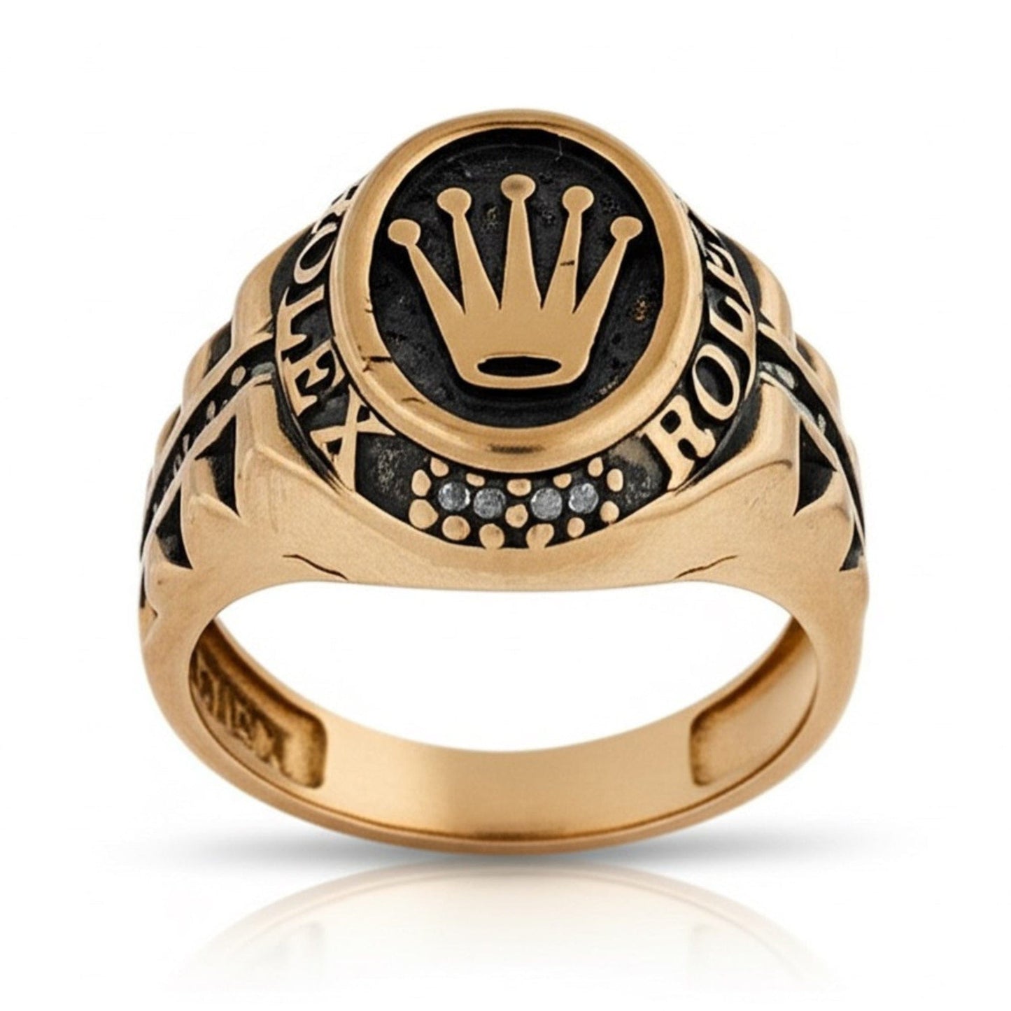 THE MEN THING Rings Royal Series - CROWN CREST RING - Pure Stainless Steel Men’s Rose Gold-Plated Ring – Statement Luxury Jewelry (Size : 19-22-24)