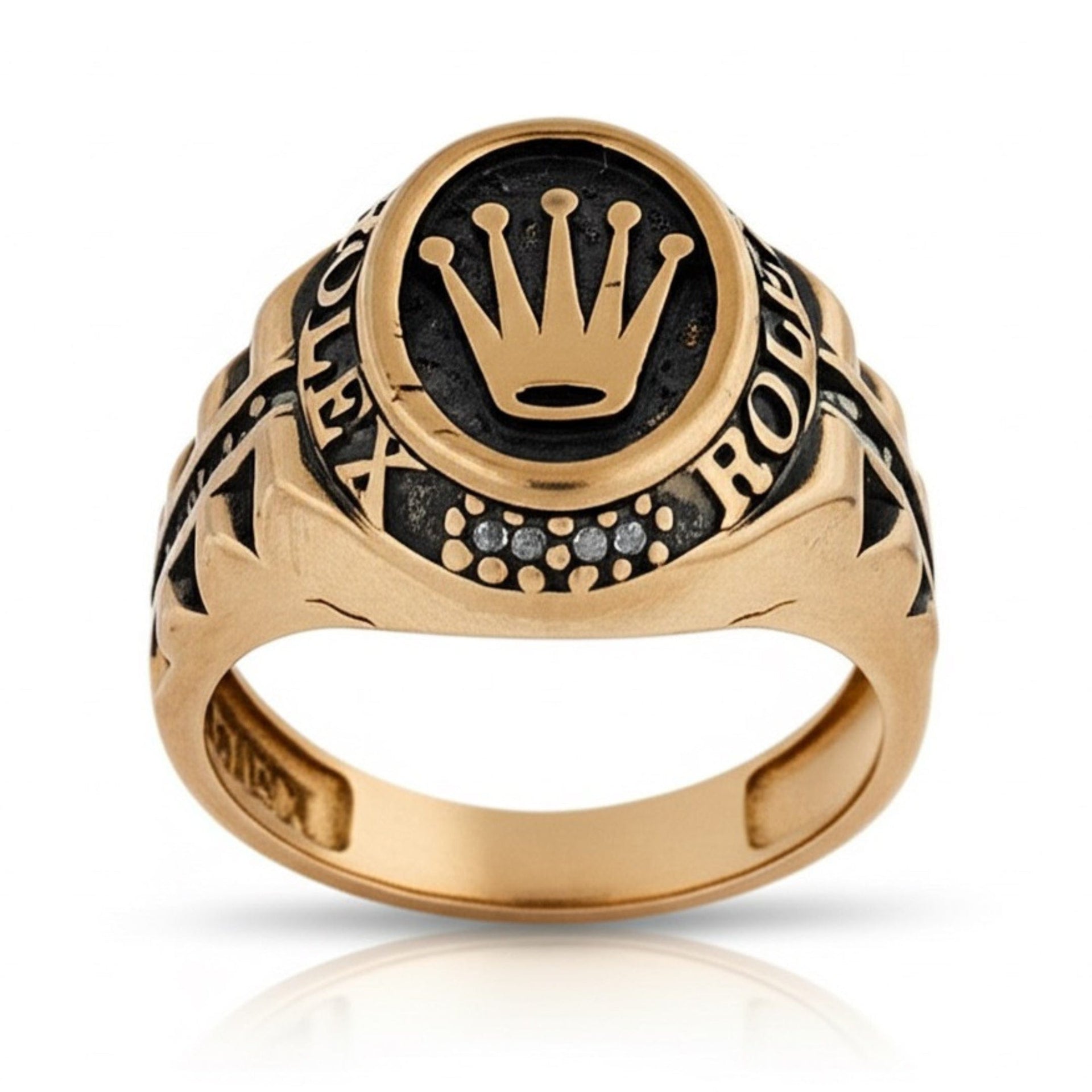 THE MEN THING Rings Royal Series - CROWN CREST RING - Pure Stainless Steel Men’s Rose Gold-Plated Ring – Statement Luxury Jewelry (Size : 19-22-24)