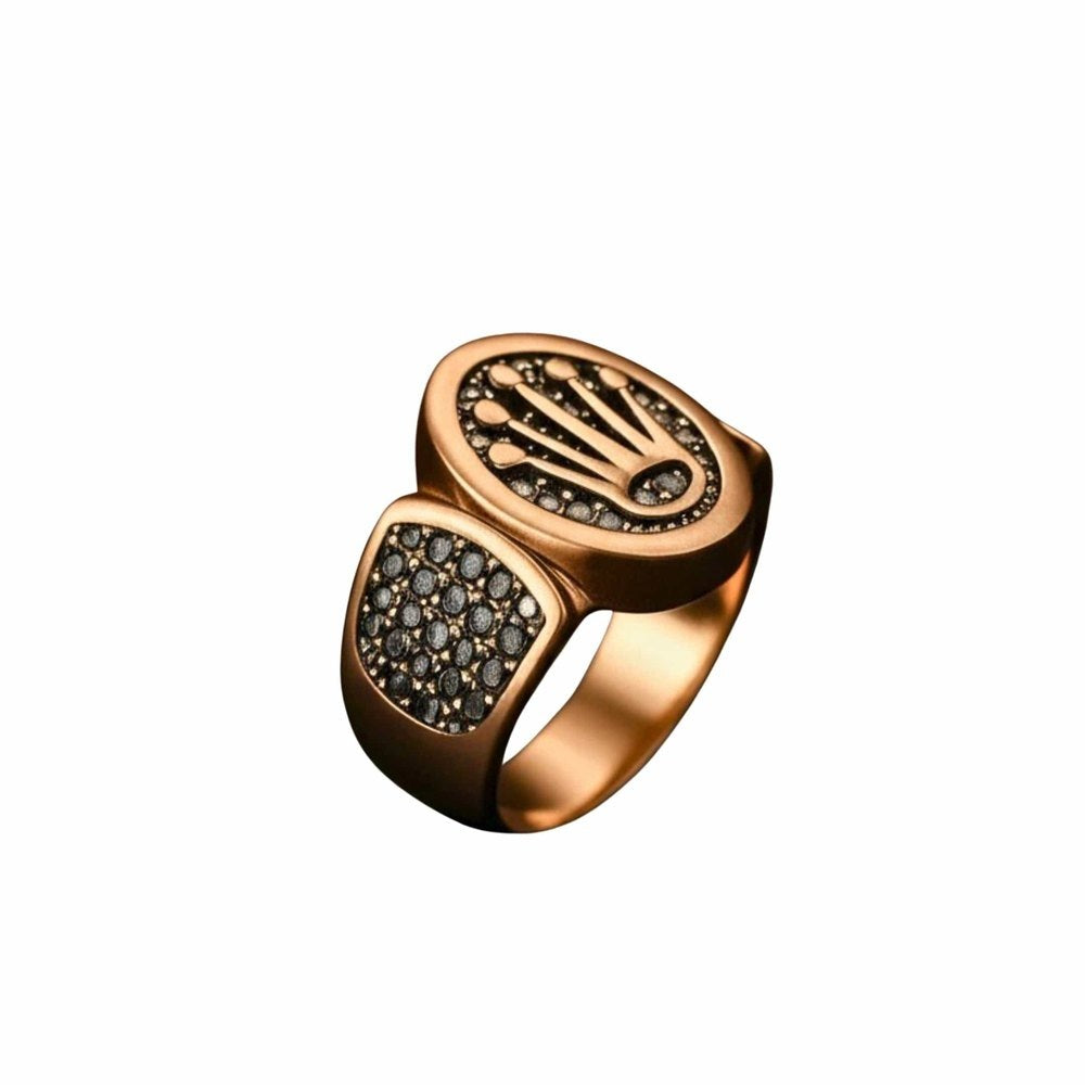 THE MEN THING Rings Royal Series - CROWN ORIX - Royal Gold RING - Pure Stainless Steel Men’s Silver-Plated Ring – Statement Luxury Jewelry (Size : 19-21-24)