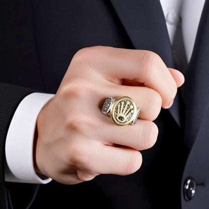 THE MEN THING Rings Royal Series - CROWN ORIX - SILVER RING - Pure Stainless Steel Men’s Silver-Plated Ring – Statement Luxury Jewelry (Size : 18-19-21-23)