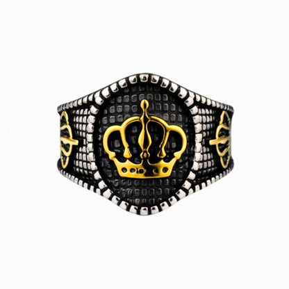 THE MEN THING Rings Royal Series - CROWNCLAD RING - Pure Stainless Steel Men’s Steel-Gold-Plated Ring – Statement Luxury Jewelry (Size : 20-22-24-27)