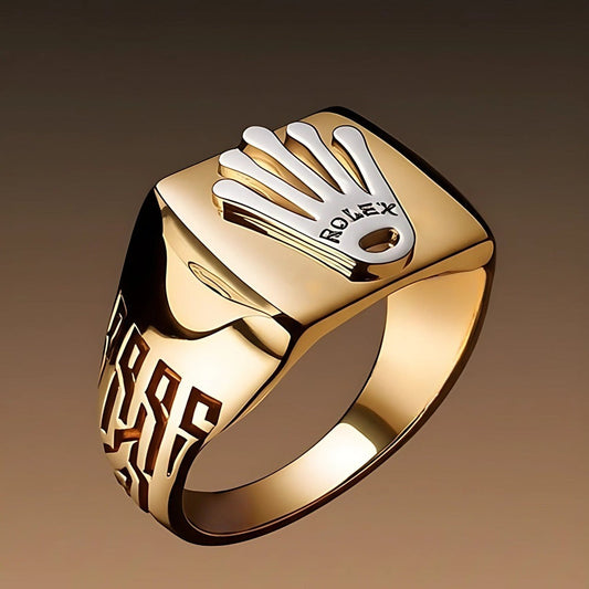 THE MEN THING Rings Royal Series - CROWNCRAFT RING - Pure Stainless Steel Men’s Rose Gold-Plated Ring – Statement Luxury Jewelry (Size : 19-21-24)