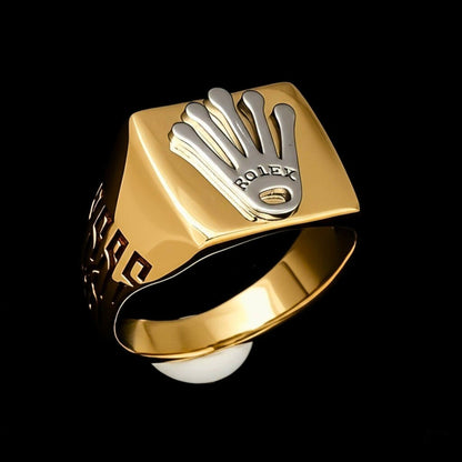 THE MEN THING Rings Royal Series - CROWNCRAFT RING - Pure Stainless Steel Men’s Rose Gold-Plated Ring – Statement Luxury Jewelry (Size : 19-21-24)