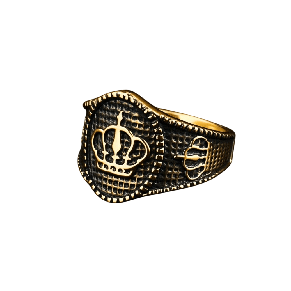 THE MEN THING Rings Royal Series - CROWNEL RING - Pure Stainless Steel Men’s Gold-Plated Ring – Statement Luxury Jewelry (Size : 20-23-25)